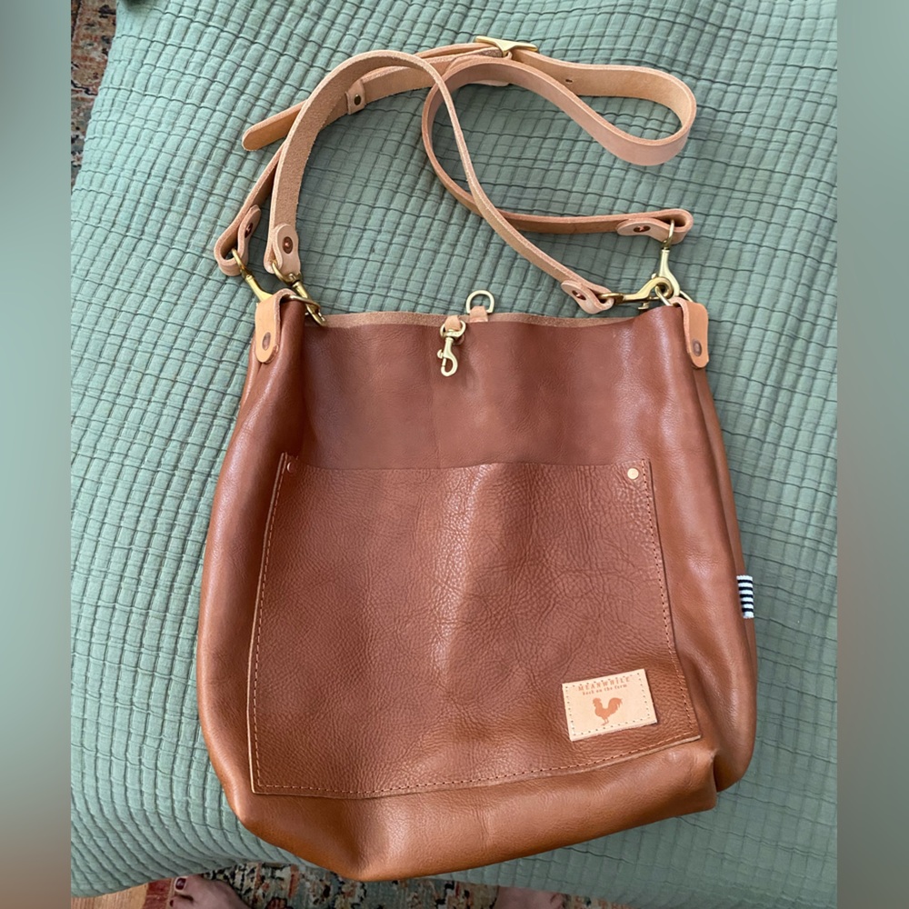 Meanwhile Back on the Farm Saddle Leather Carryall and Crossbody